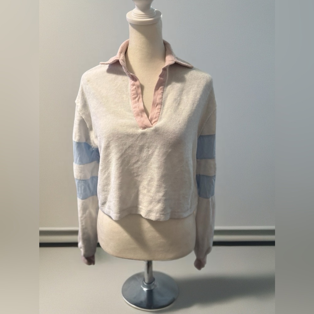 SO Light Blue and Cream Cozy Top - Picture 1 of 5